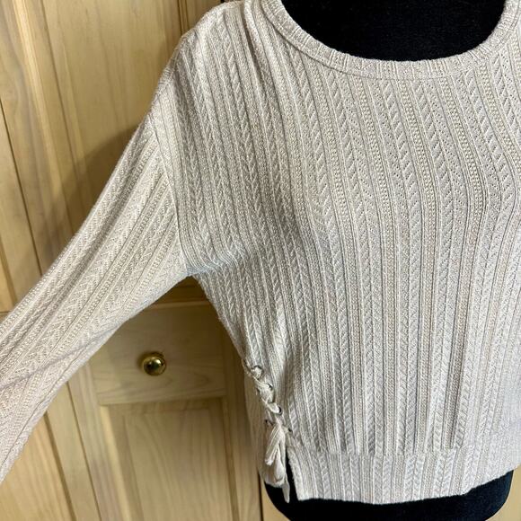 Tommy Bahama Tan Girls Side Lace Up Signature Embroidery Pullover Sweater Sz 14 - Picture 8 of 16